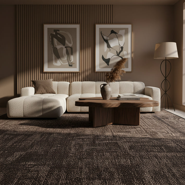 Teppich Kurzflor Unicolor Chenille Baumwolle Innen_Braun_Läufer_