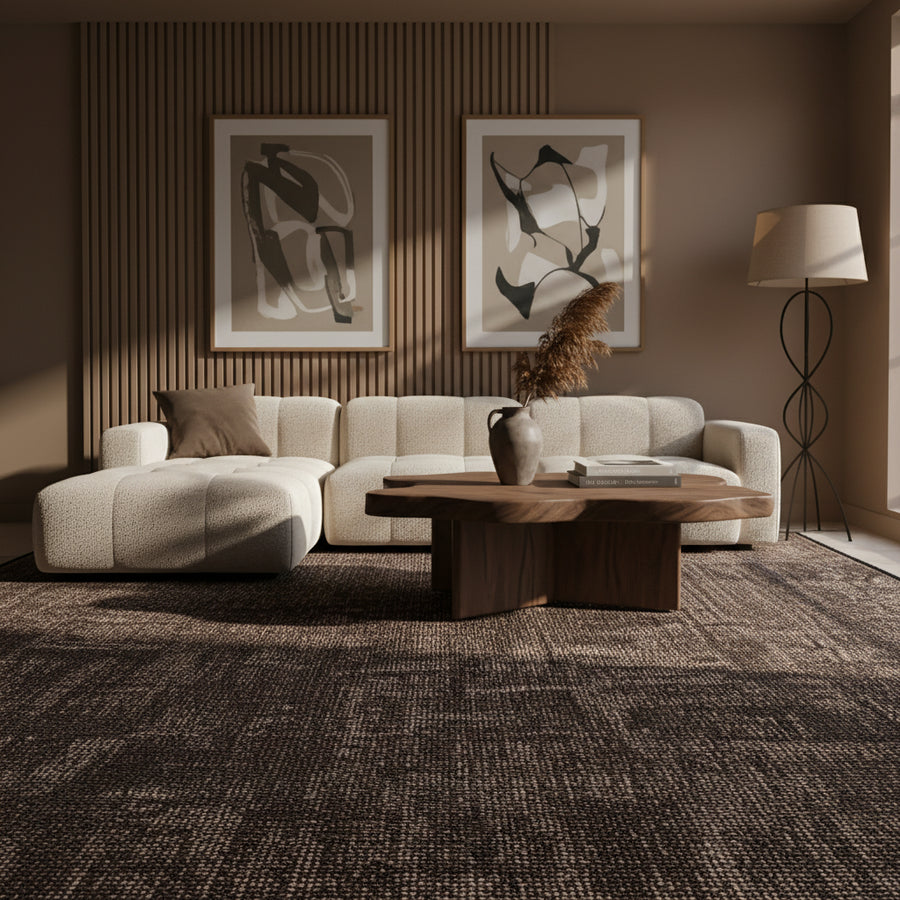 Teppich Kurzflor Unicolor Chenille Baumwolle Innen_Braun_Läufer_