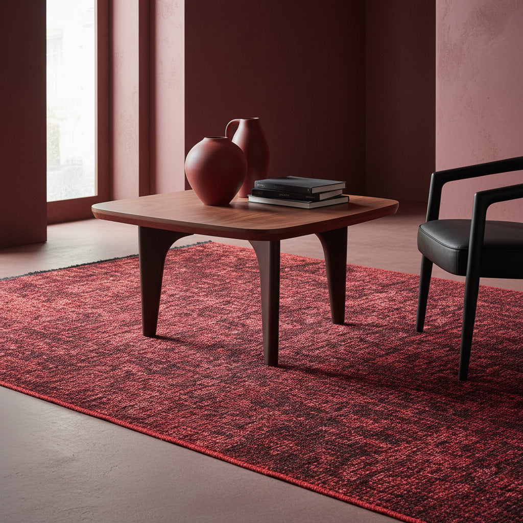 Teppich Kurzflor Unicolor Chenille Baumwolle Innen Rot Läufer 80x150_Läufer_