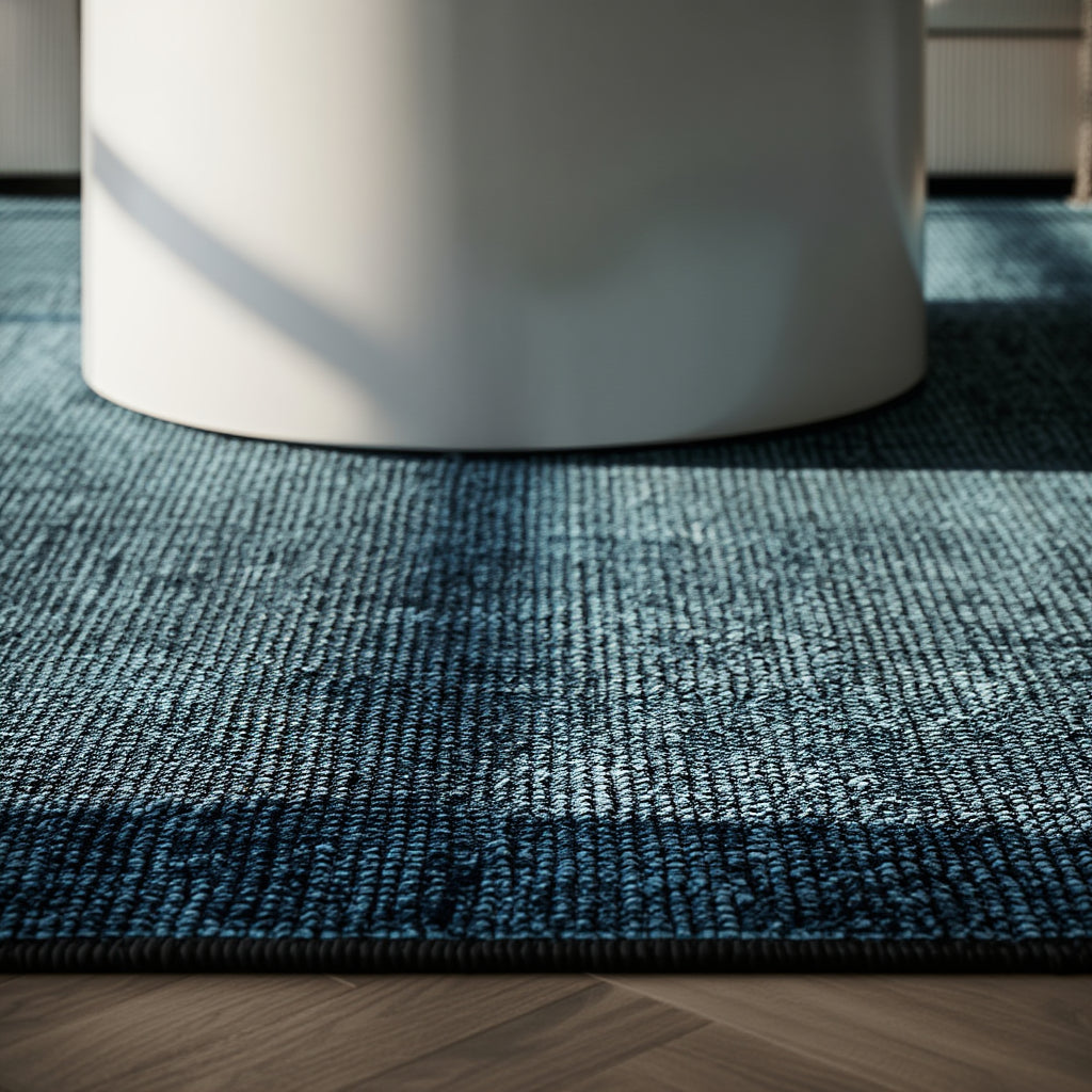 Teppich Kurzflor Unicolor Chenille Baumwolle Innen_Blau_Läufer_