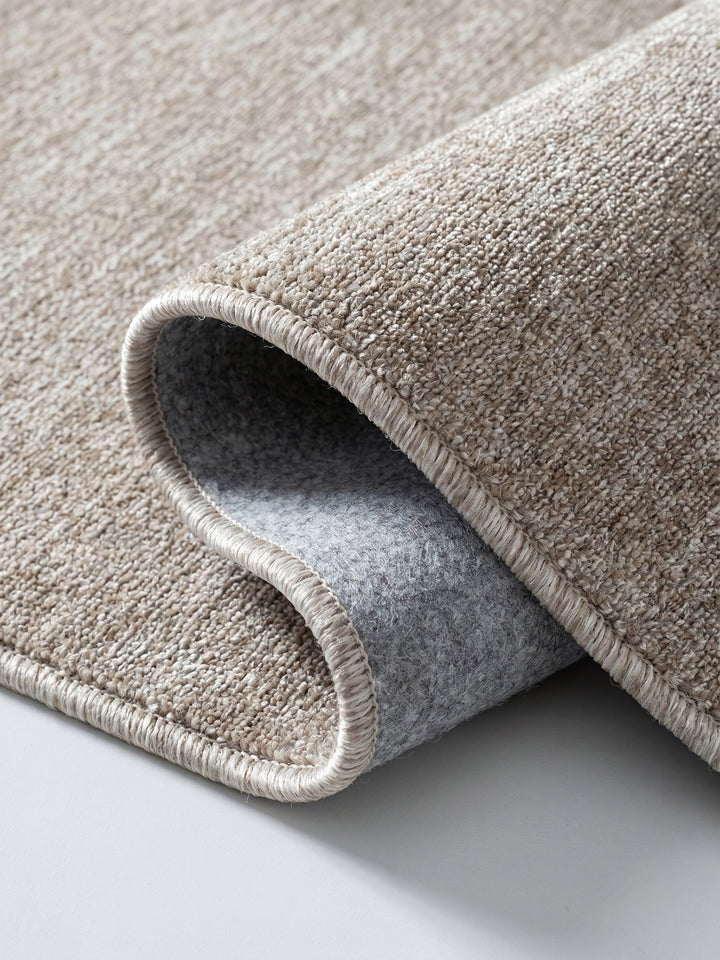 Teppich Beige rund Kante Rückseite_