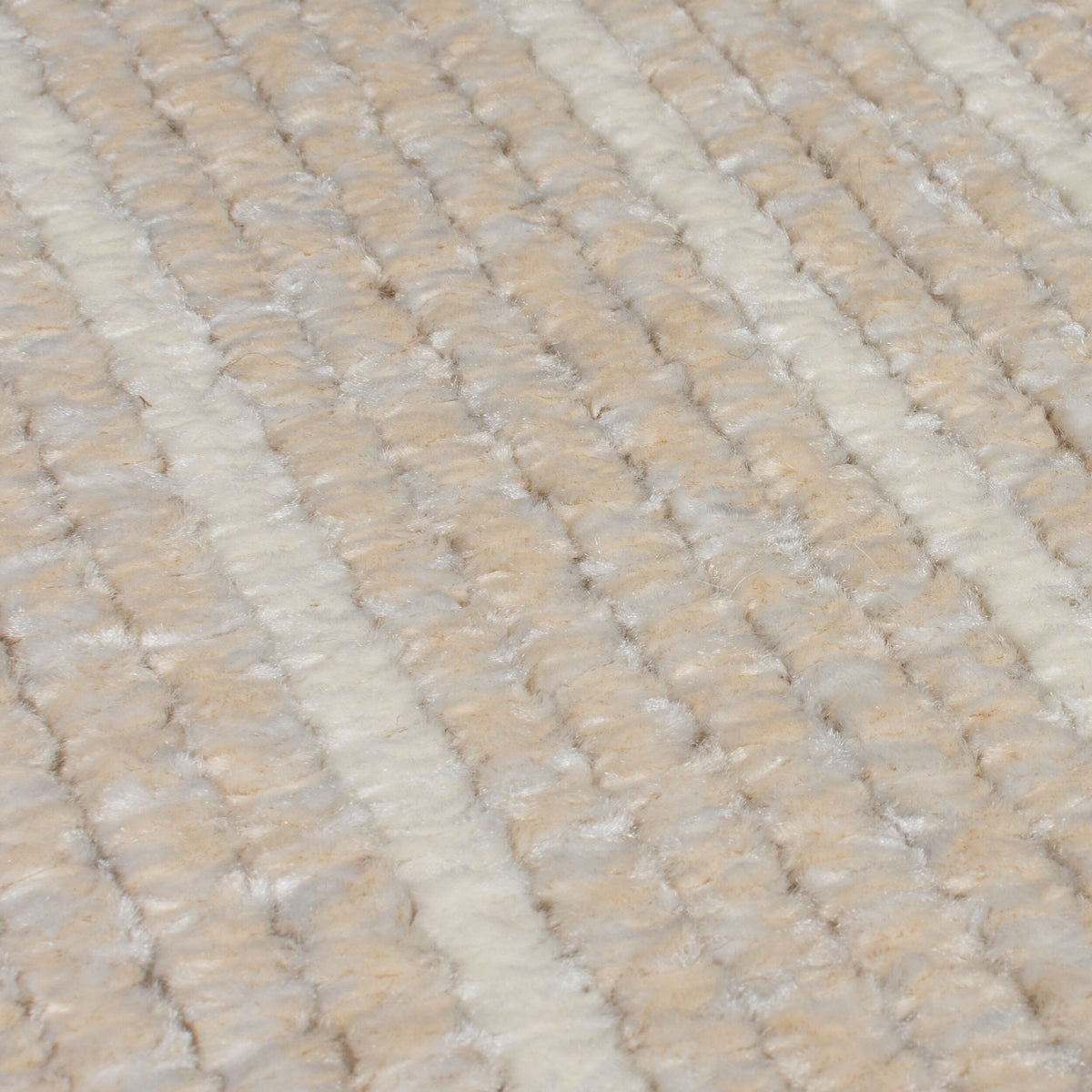 Teppich Modern Gestreift - Kurzflor mit Boho-Quasten_Beige_Rechteckig_
