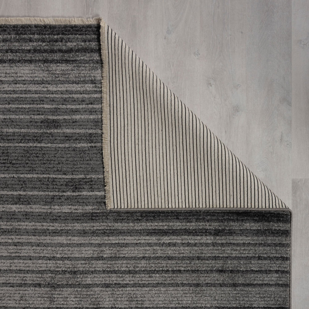 Teppich Modern Gestreift - Kurzflor mit Boho-Quasten_Läufer_