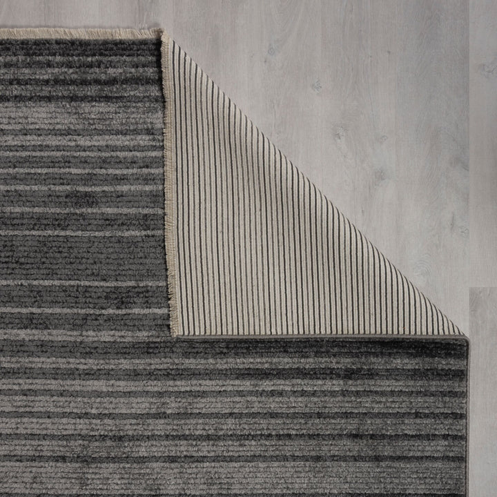 Teppich Modern Gestreift - Kurzflor mit Boho-Quasten_Läufer_