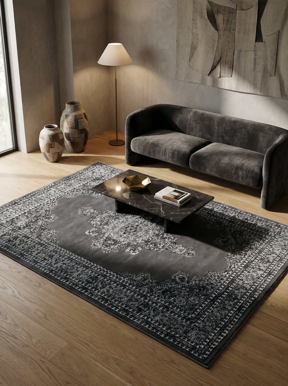 Teppich Orient Kurzflor Medaillon Polypropylen Wohnzimmer_Läufer_