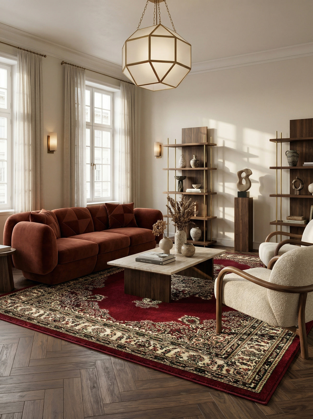 Teppich Orient Kurzflor Medaillon Polypropylen Wohnzimmer Läufer
