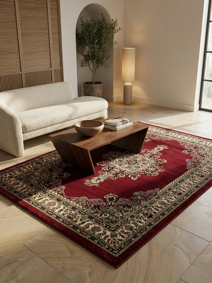 Kurzflor Teppich Orient Medaillon Waschbar Wohnzimmer – Kadima Design