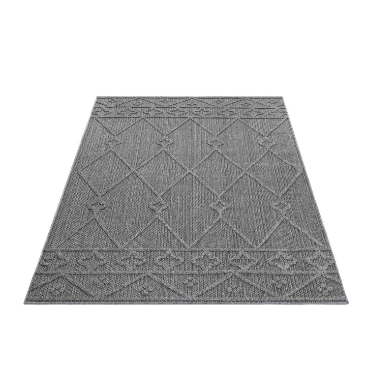Teppich Outdoor Flachgewebe Berber-Muster Polypropylen Terrasse Grau Läufer 
