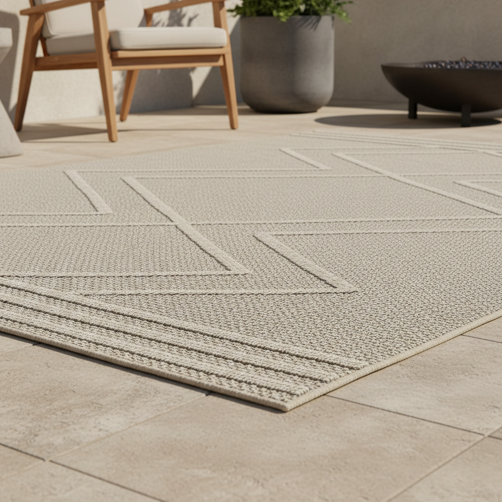 Teppich Outdoor Flachgewebe Boho-Muster Polypropylen Küche_Beige_Läufer_