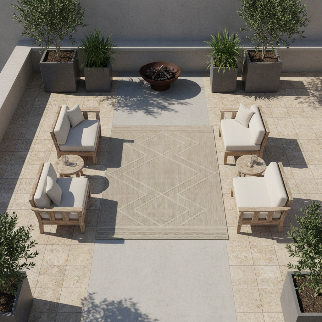 Teppich Outdoor Flachgewebe Boho-Muster Polypropylen Küche_Beige_Läufer_