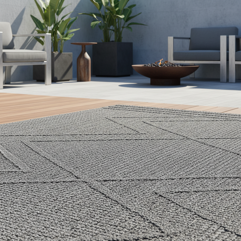 Outdoor-Teppich Diagonales Linienmuster – Waschbar