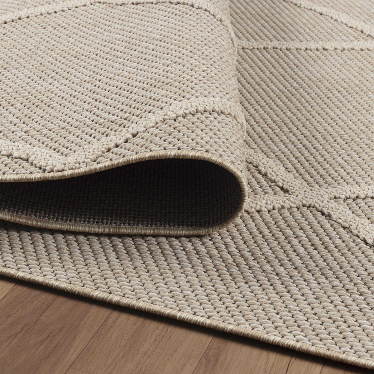 Outdoor-Teppich Rauten-Linien – Waschbar | Minimaler Boho-Stil für Terrasse – Ansicht 5