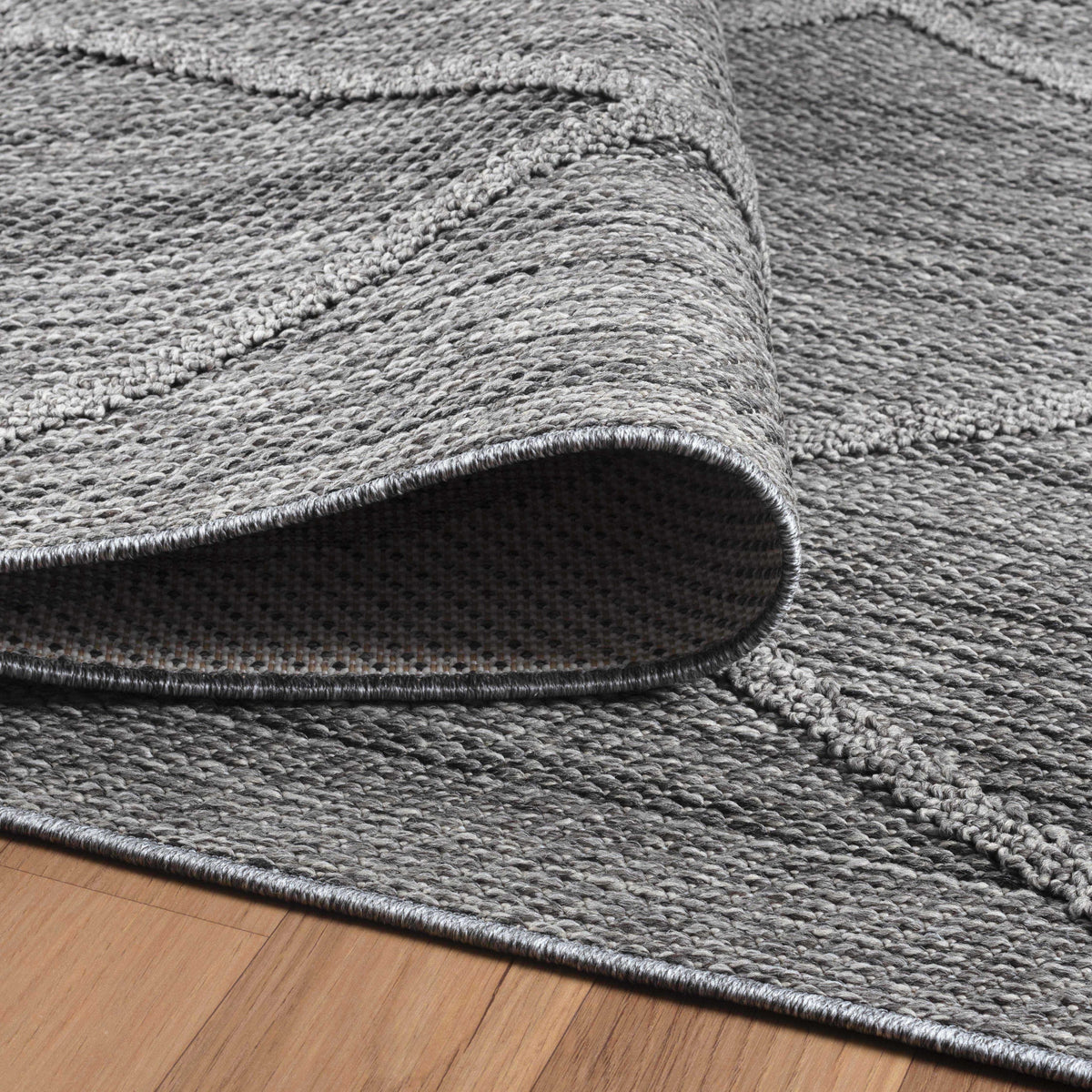 Outdoor-Teppich Rauten-Linien – Waschbar | Minimaler Boho-Stil für Terrasse – Ansicht 12