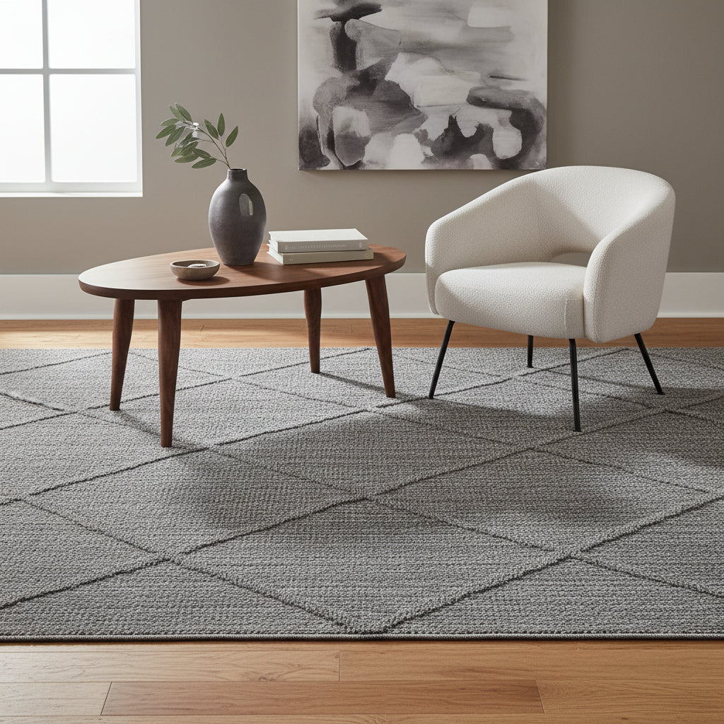 Teppich Outdoor Flachgewebe Boho-Muster Polypropylen Terrasse_Grau_Läufer_