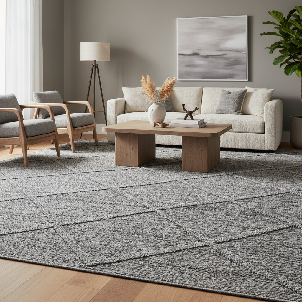 Teppich Outdoor Flachgewebe Boho-Muster Polypropylen Terrasse_Grau_Läufer_