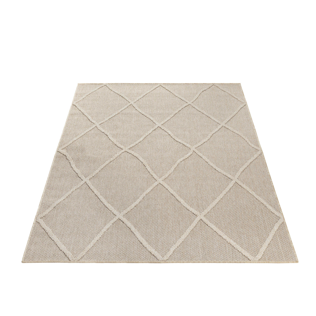Outdoor-Teppich Rauten-Linien – Waschbar | Minimaler Boho-Stil für Terrasse – Ansicht 7
