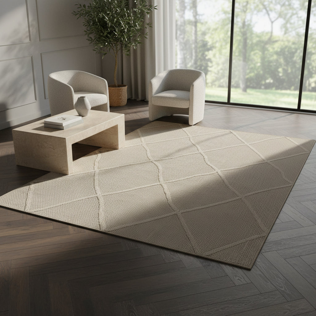 Teppich Outdoor Flachgewebe Boho-Muster Polypropylen Terrasse_Beige_Läufer_