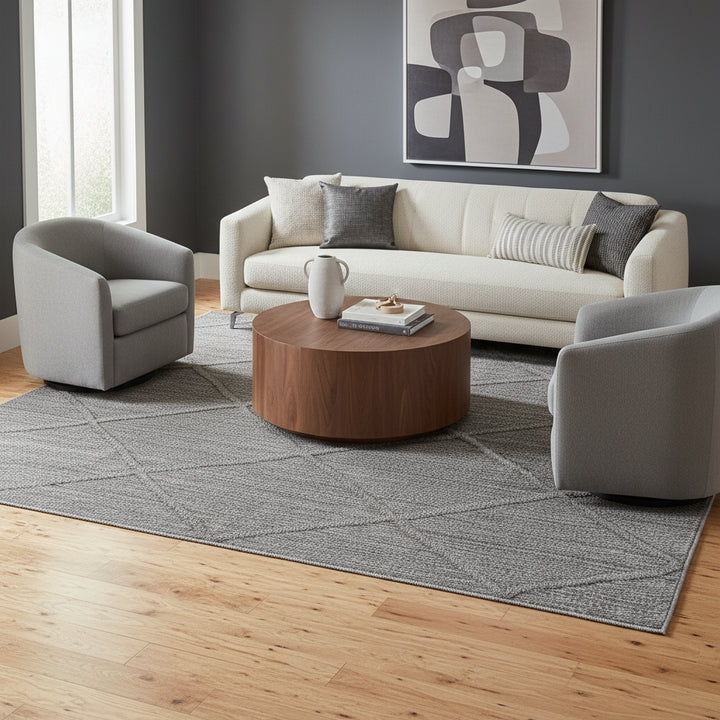 Teppich Outdoor Flachgewebe Boho-Muster Polypropylen Terrasse_Grau_Läufer_