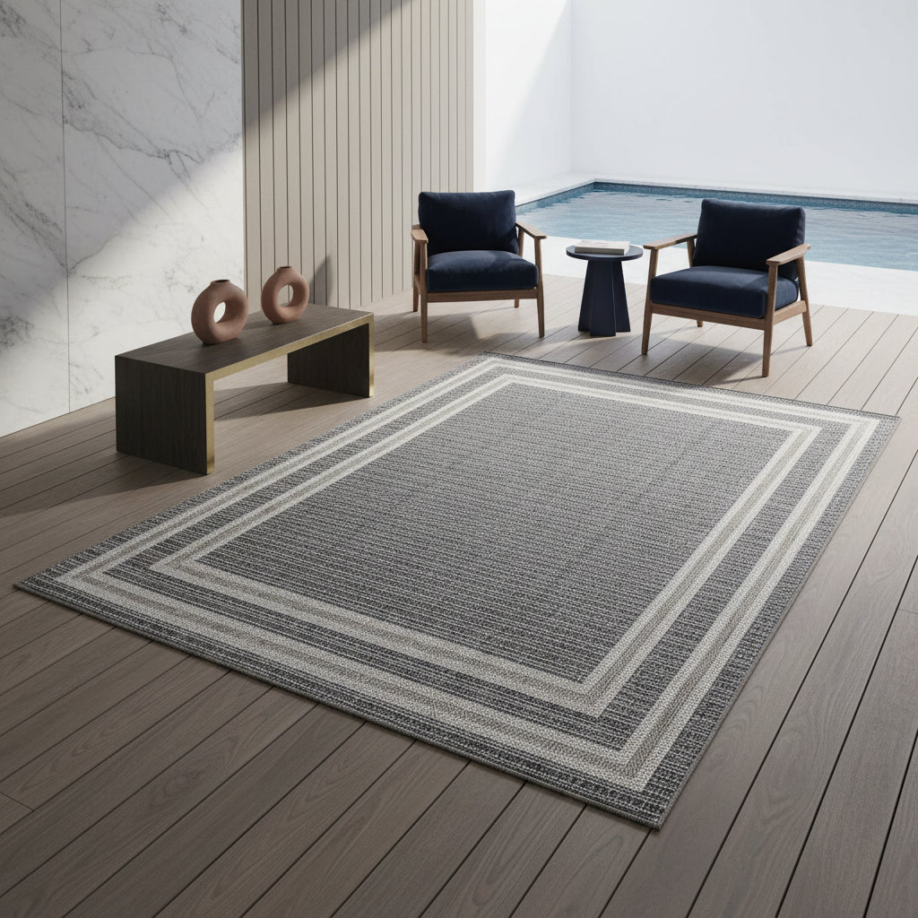 Outdoor Teppich Bordüre Doppelrahmen Waschbar Balkon – Kadima Design