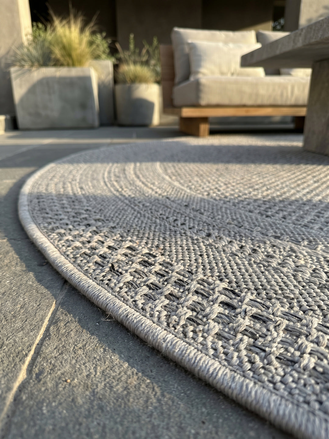 Teppich Grau rund Textur Nahaufnahme Detail_