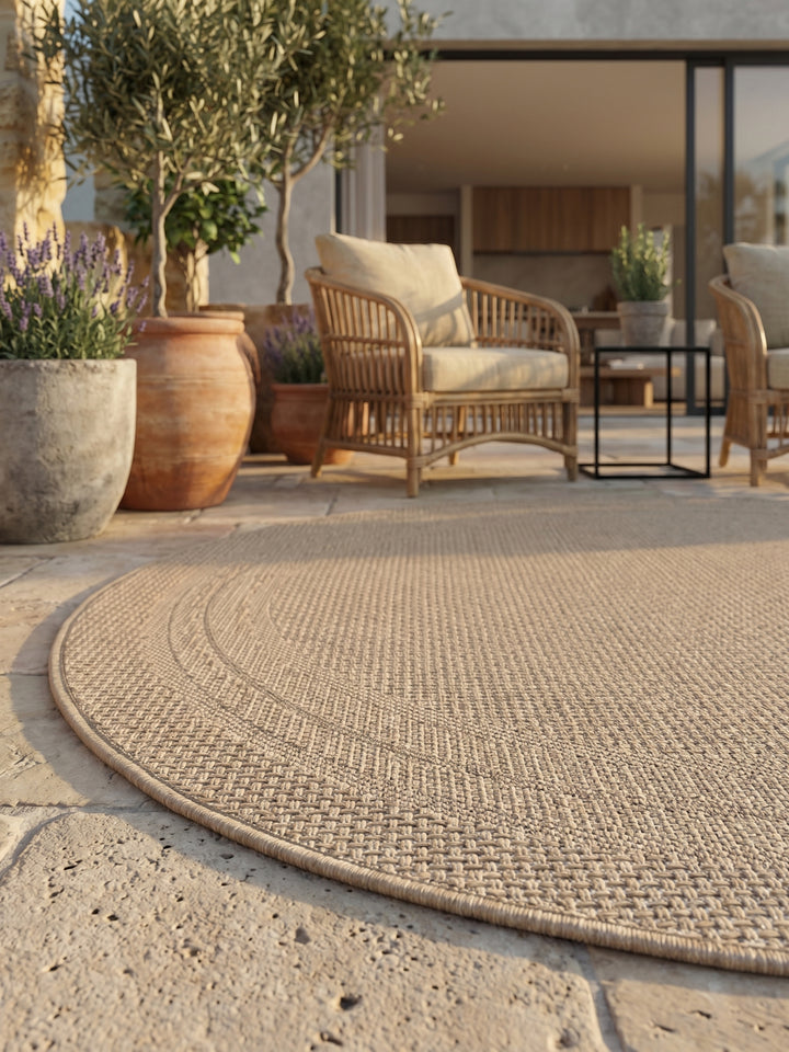 Teppich Beige rund Textur Nahaufnahme Detail_