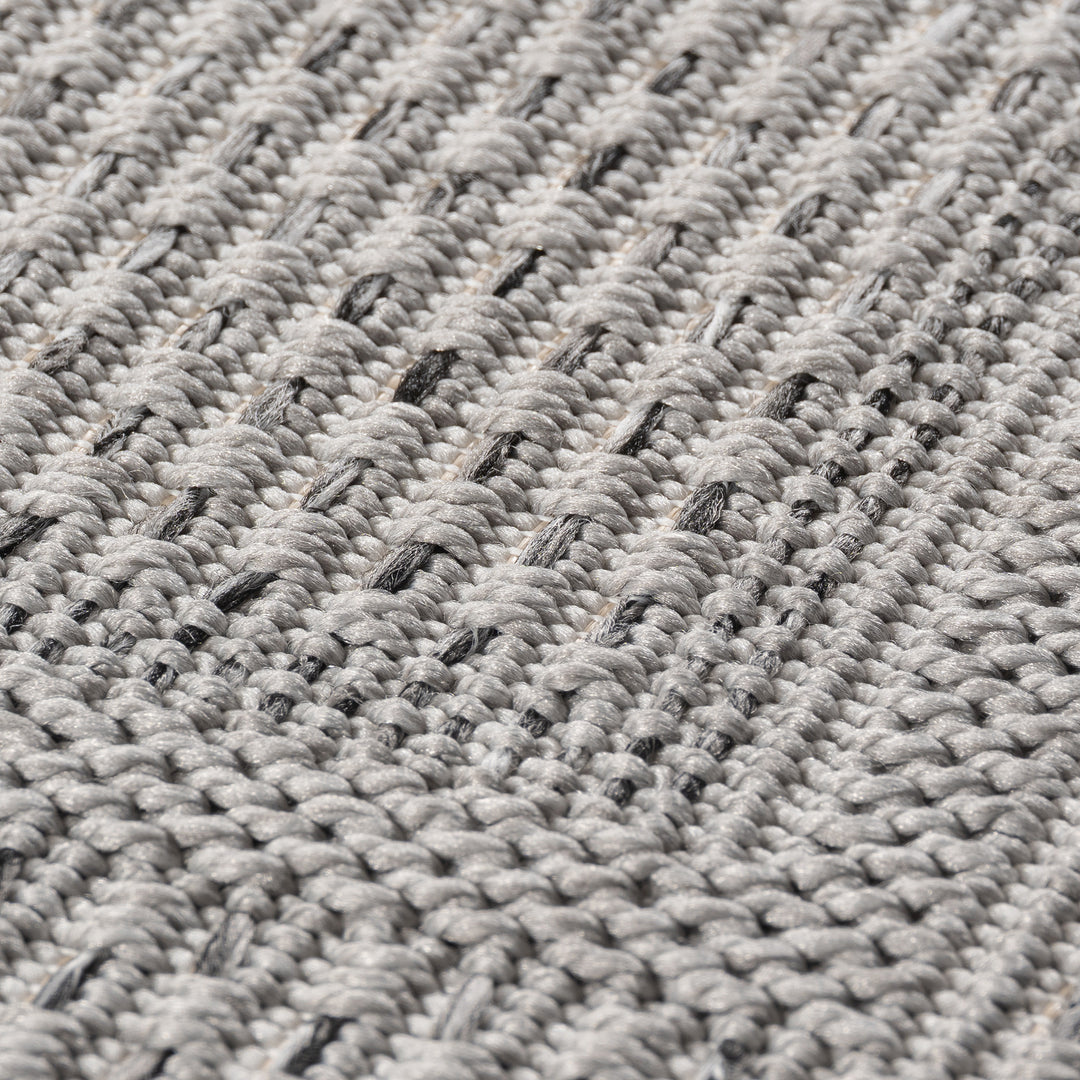 Teppich Grau BordÃ¼re rund Polypropylen Designteppich Kollektion VENTOUX Wohnraum 160x160_
