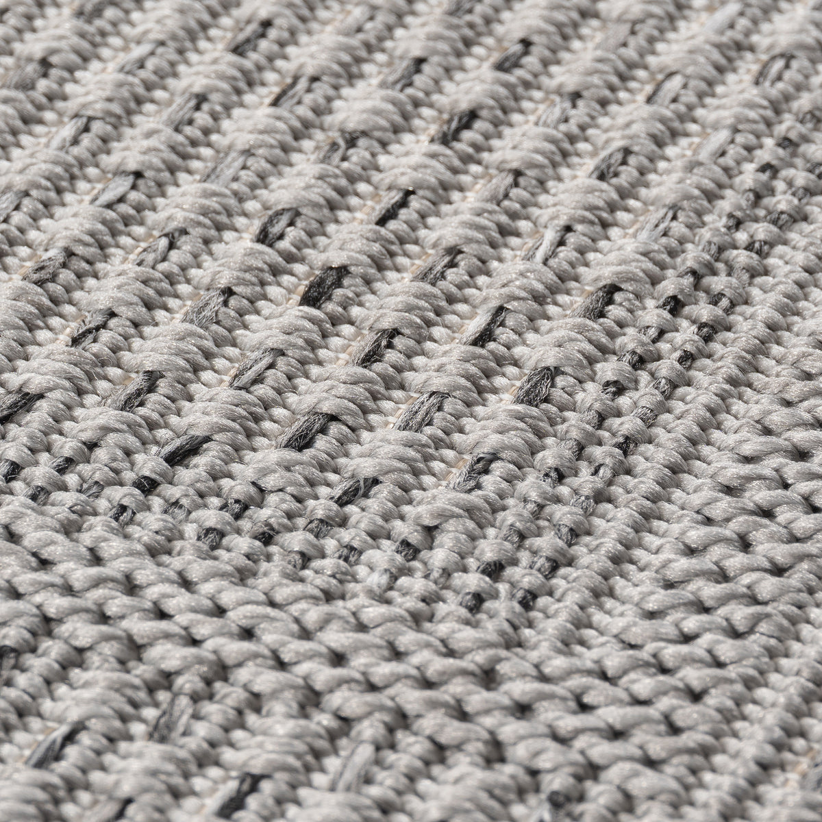 Teppich Grau Borduere rund Polypropylen Designteppich Kollektion VENTOUX Wohnraum 160x160_