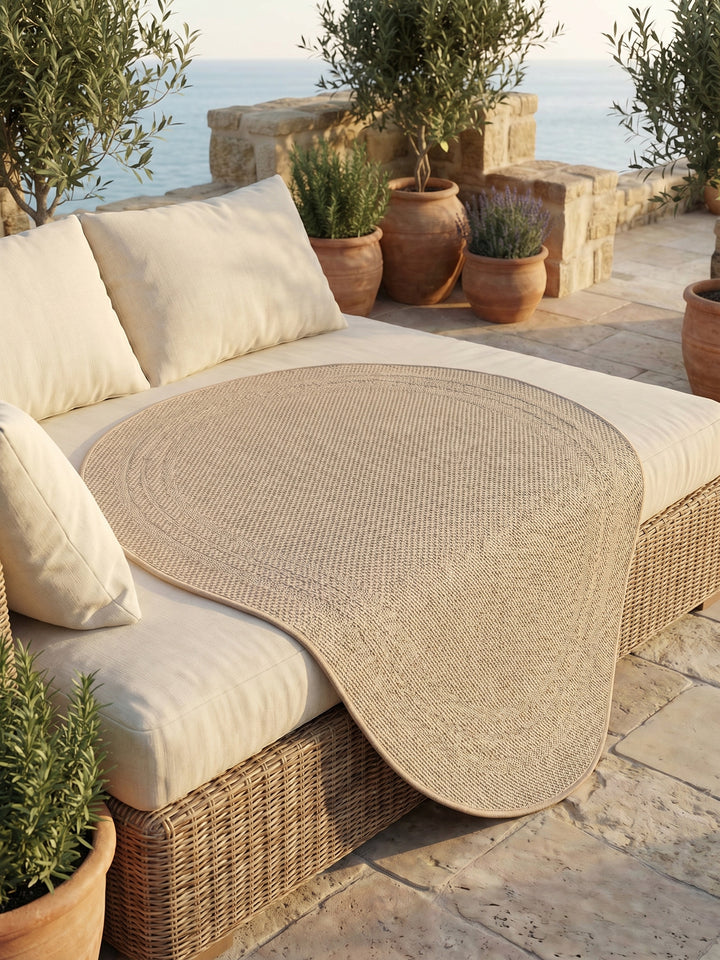 Teppich Beige rund Wohnaccessoire Deko_