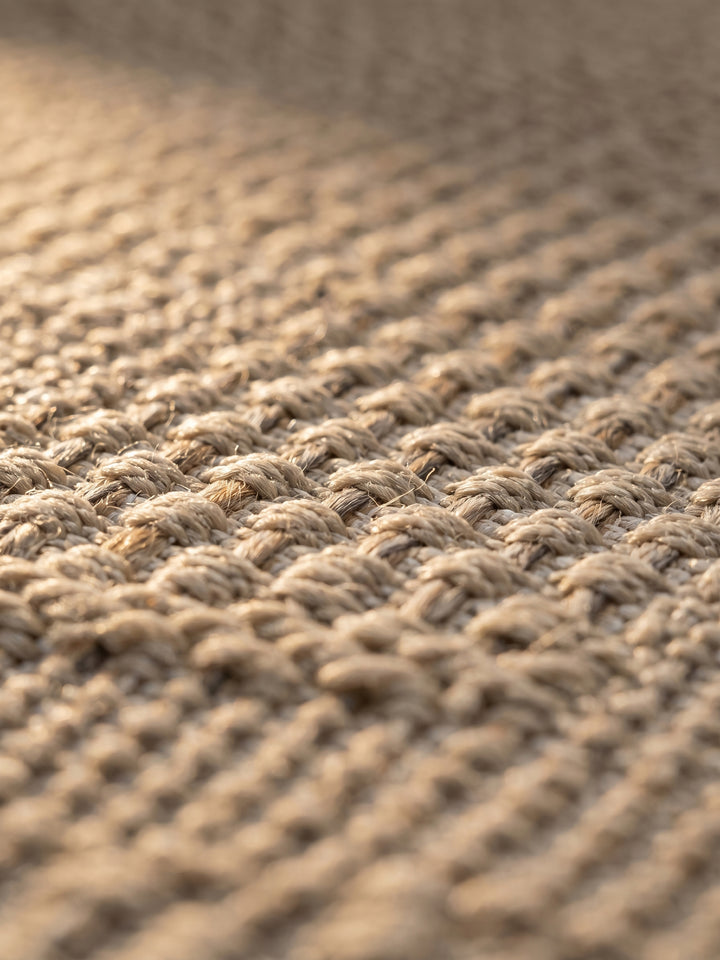 Teppich Beige rund Webstruktur Qualität_