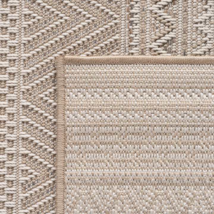Teppich Beige Ethno rund Polypropylen Ethno Einrichtung Wohnidee Bodenbelag VENTOUX_