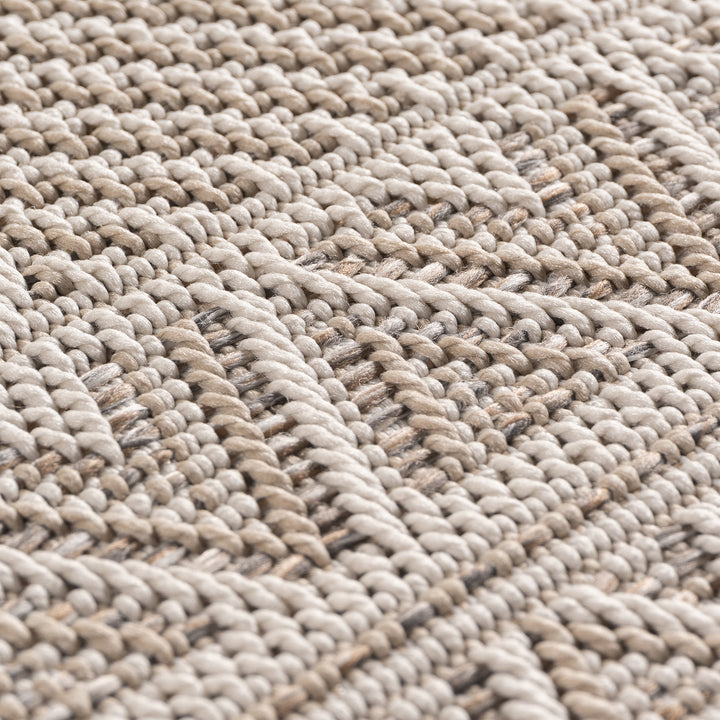 Teppich Beige Ethno rund Polypropylen Designteppich Kollektion VENTOUX Wohnraum 160x160_