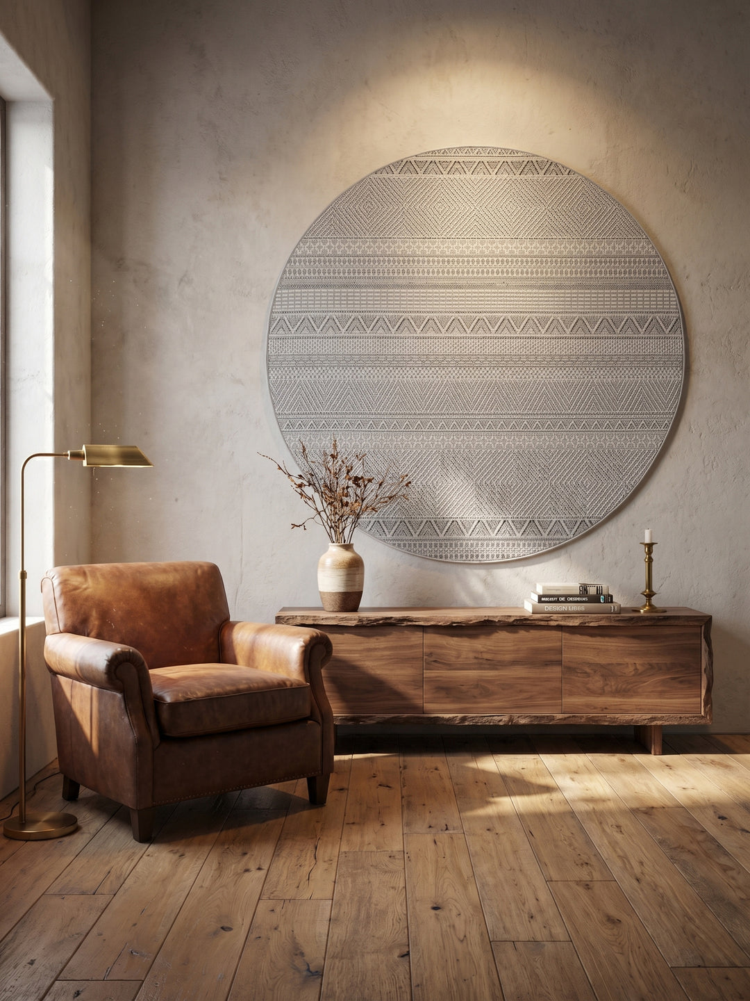 Teppich Grau rund Wandteppich Wanddeko_