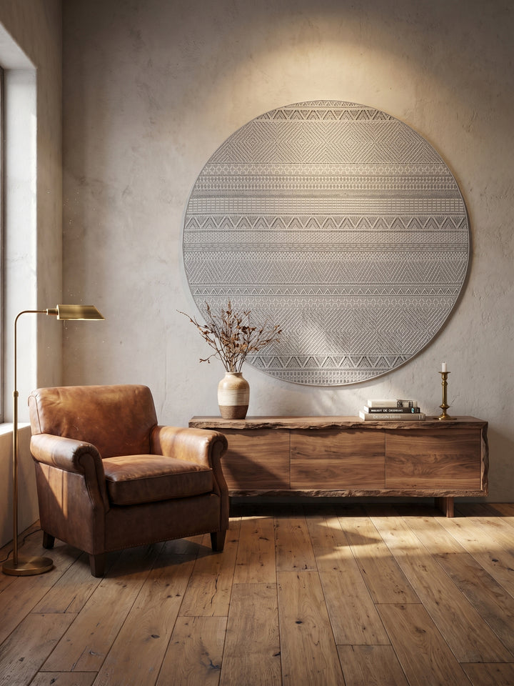 Teppich Grau rund Wandteppich Wanddeko_