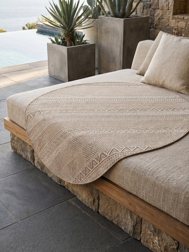 Teppich Beige rund Wohnaccessoire Deko_