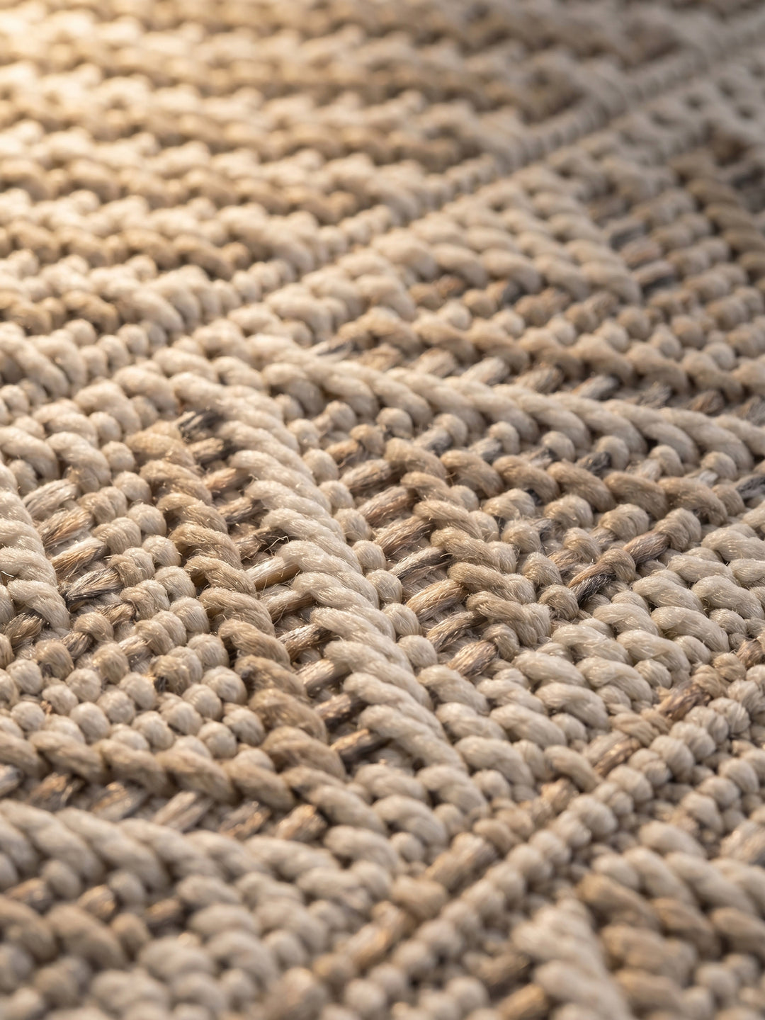Teppich Beige rund Webstruktur Qualität_