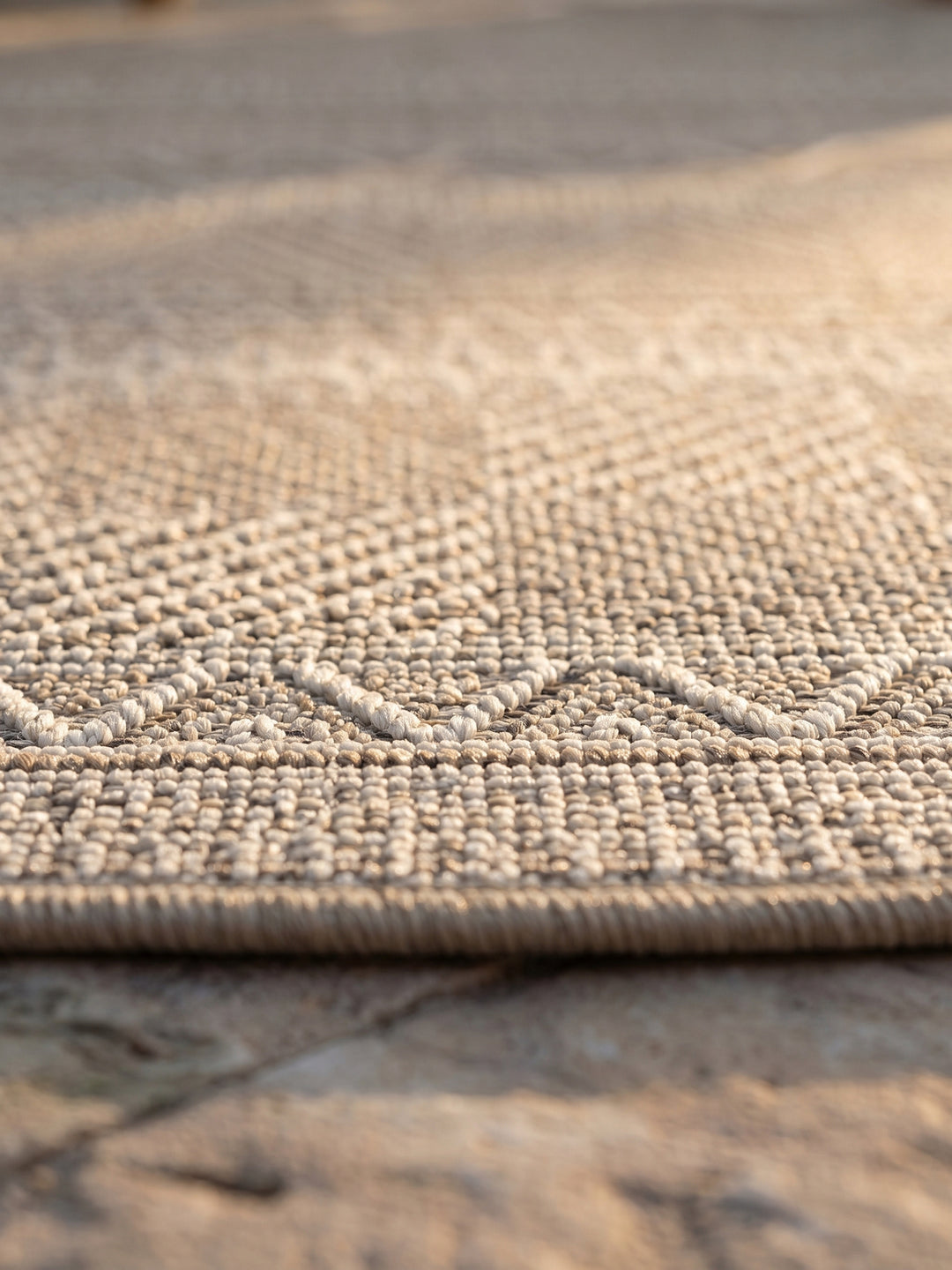 Teppich Beige rund Florhöhe Profil_