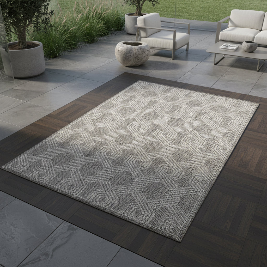 Outdoor-Teppich Geometrisch – Waschbar & Wetterfest für Balkon & Terrasse – Ansicht 1