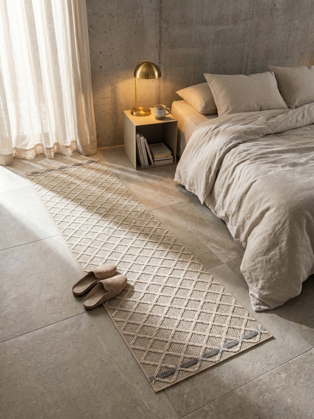 Teppich Beige Läufer Wohnidee gemütlich_
