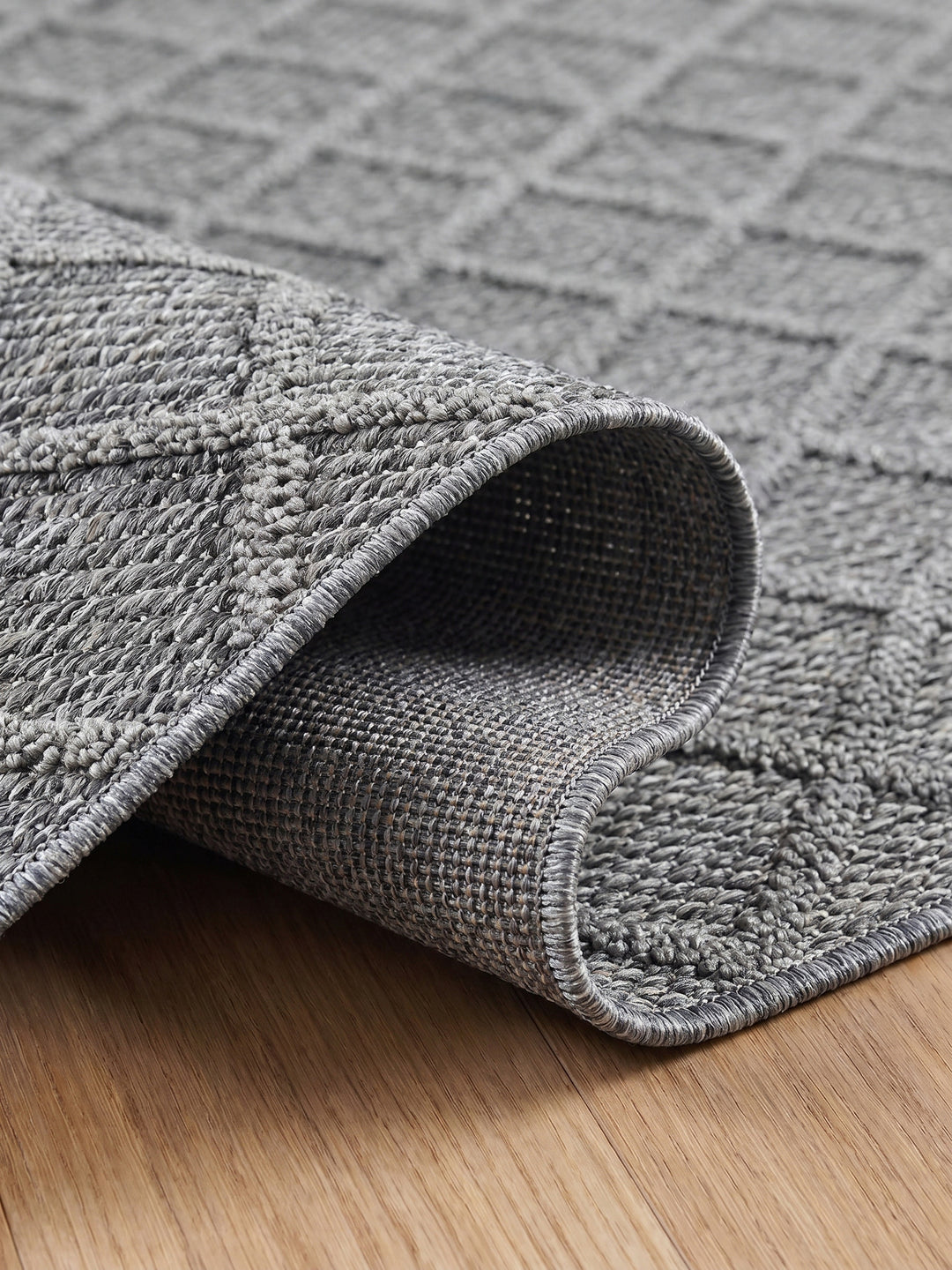 Teppich Grey Läufer Kante Rückseite_