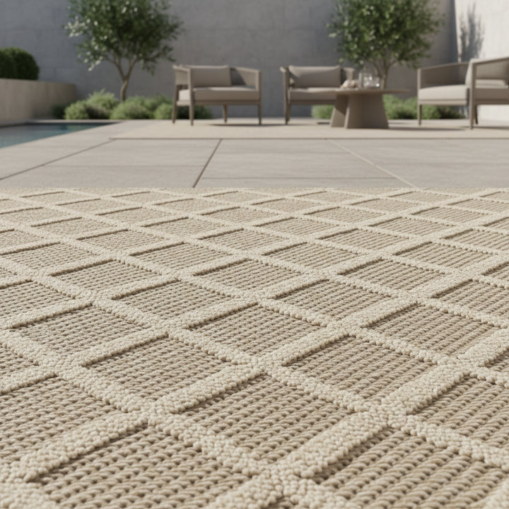 Teppich Outdoor Flachgewebe Rauten-Muster Polypropylen Balkon_