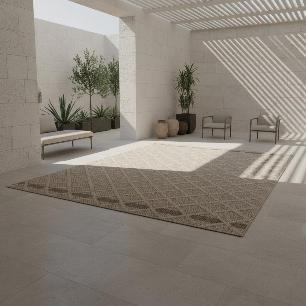Teppich Outdoor Flachgewebe Rauten-Muster Polypropylen Balkon_