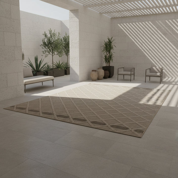 Teppich Outdoor Flachgewebe Rauten-Muster Polypropylen Balkon_
