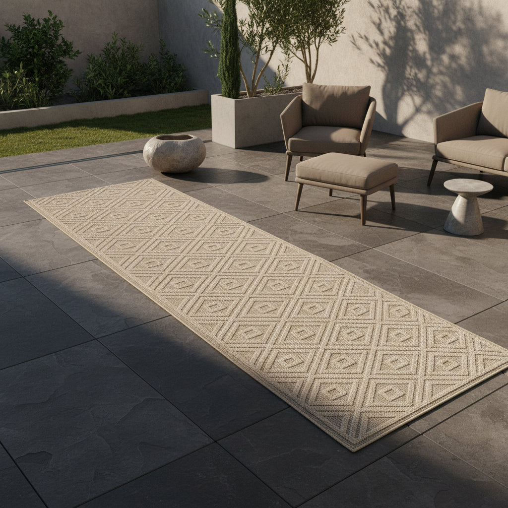 Teppich Outdoor Flachgewebe Rauten-Muster Polypropylen Balkon_Läufer_