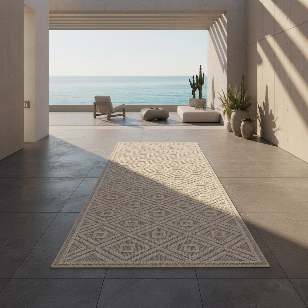 Teppich Outdoor Flachgewebe Rauten-Muster Polypropylen Balkon_Läufer_