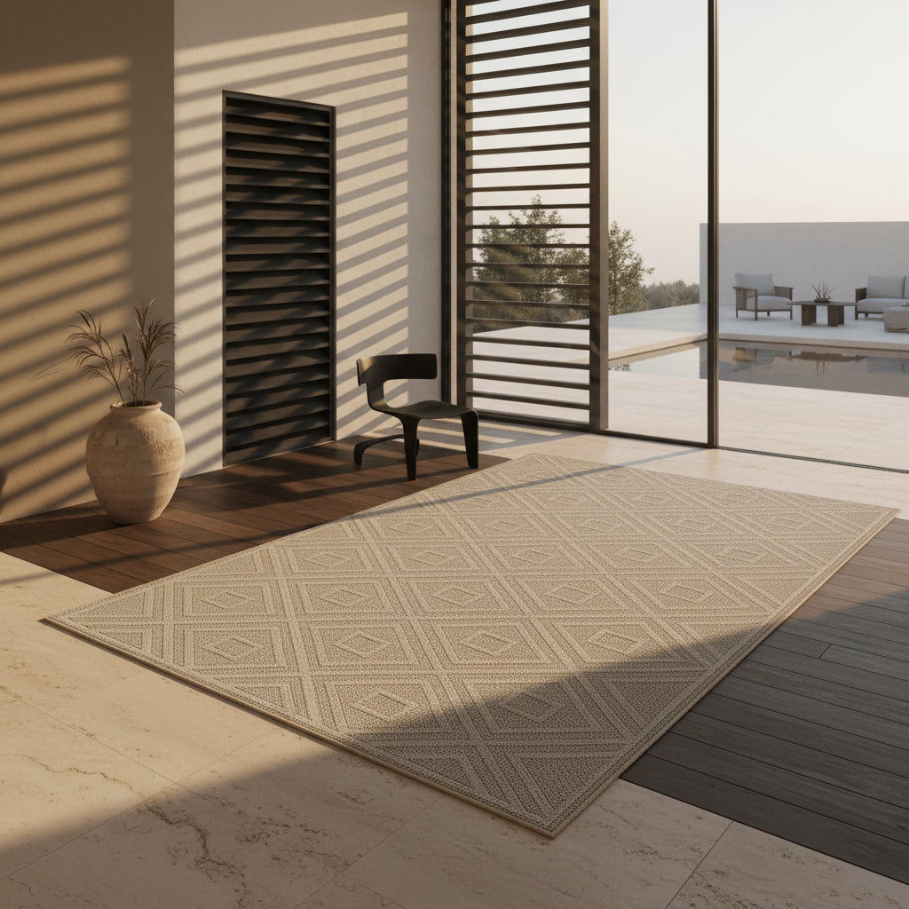 Teppich Outdoor Flachgewebe Rauten-Muster Polypropylen Balkon_Läufer_