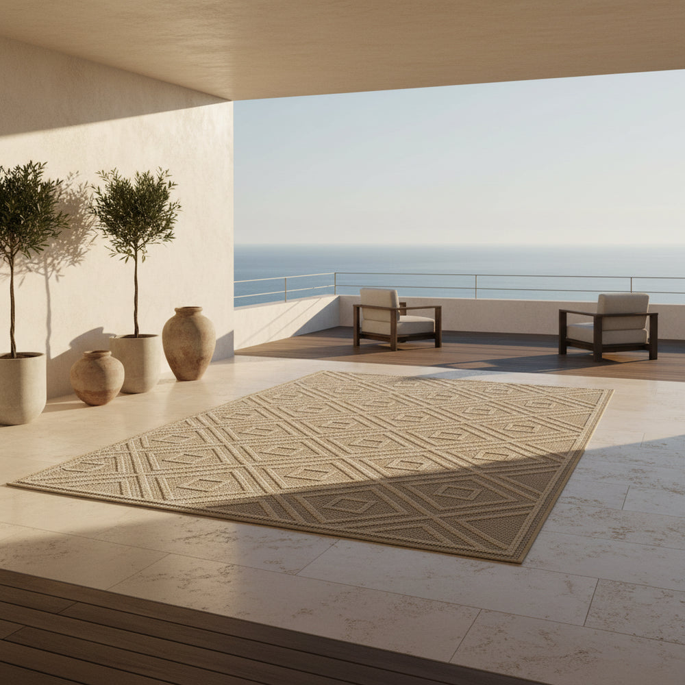 Teppich Outdoor Flachgewebe Rauten-Muster Polypropylen Balkon_Läufer_