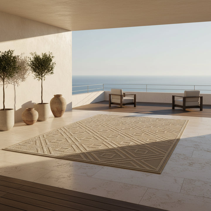 Teppich Outdoor Flachgewebe Rauten-Muster Polypropylen Balkon_Läufer_