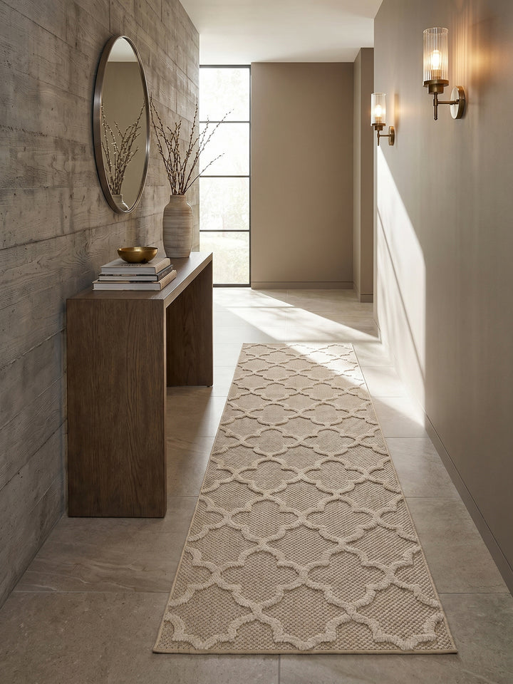 Teppich Beige Läufer im Wohnzimmer Einrichtungsidee_