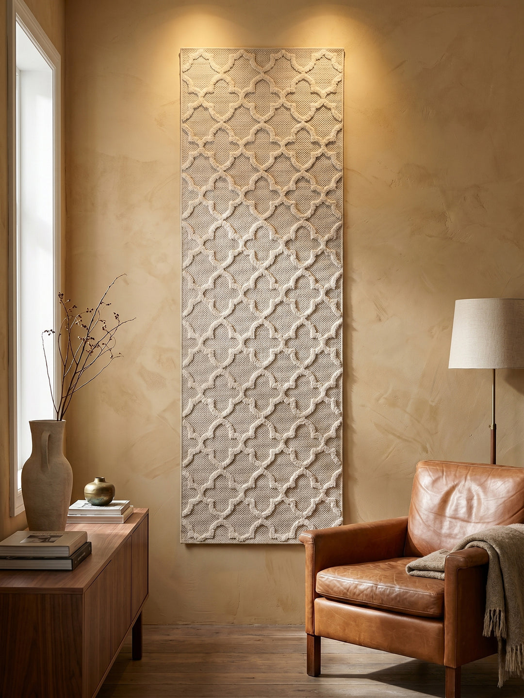 Teppich Beige Läufer Wandteppich Wanddeko_