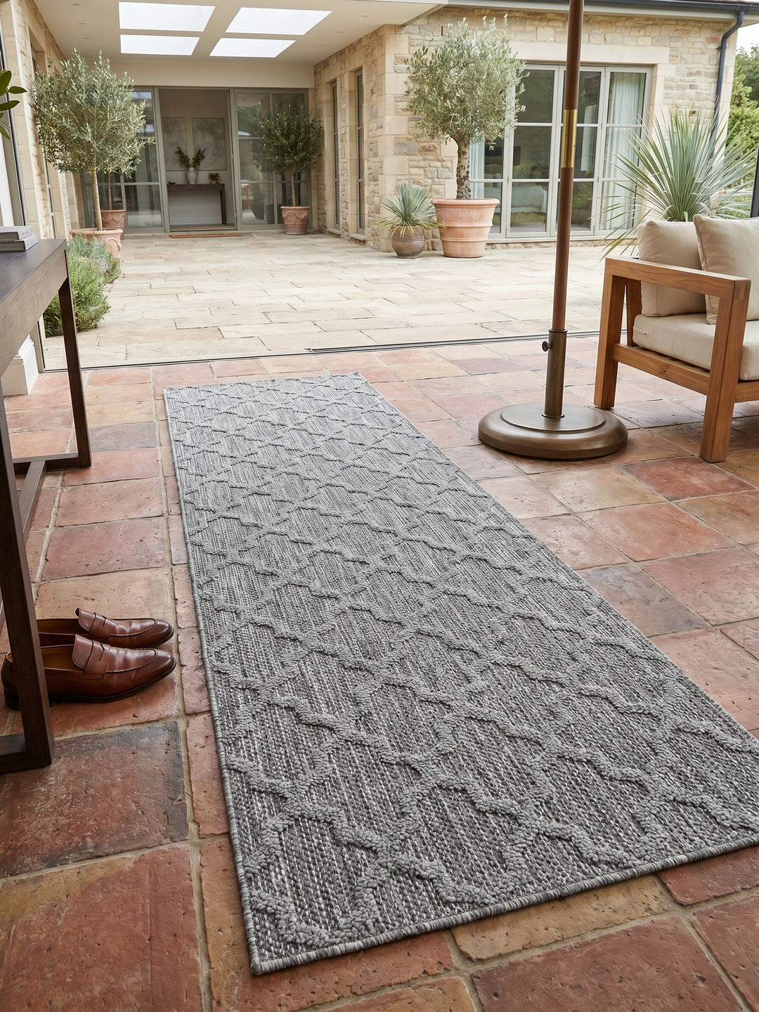 Teppich Grey Läufer Muster Draufsicht_